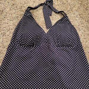 Lands End Polka Dot Swim Halter Top